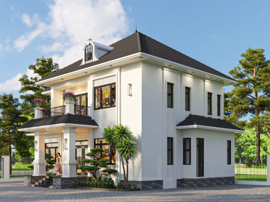 biệt thự 2 tầng mái Nhật hiện đại đẹp