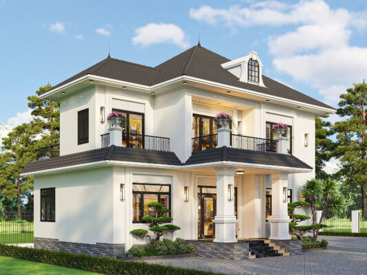 biệt thự 2 tầng mái Nhật hiện đại đẹp