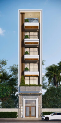 Mẫu thiết kế nhà ống 5 tầng hiện đại mặt tiền sang trọng và tinh tế 260517