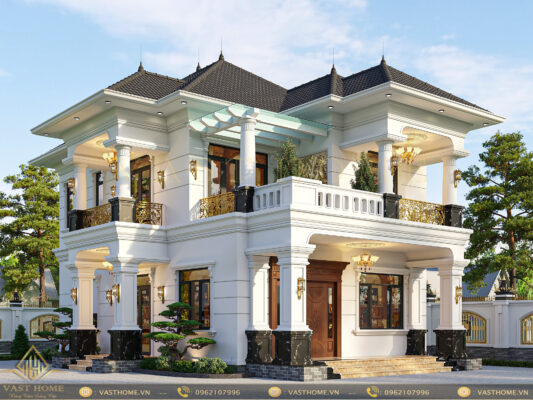 biệt thự 2 tầng mái Nhật tân cổ điển